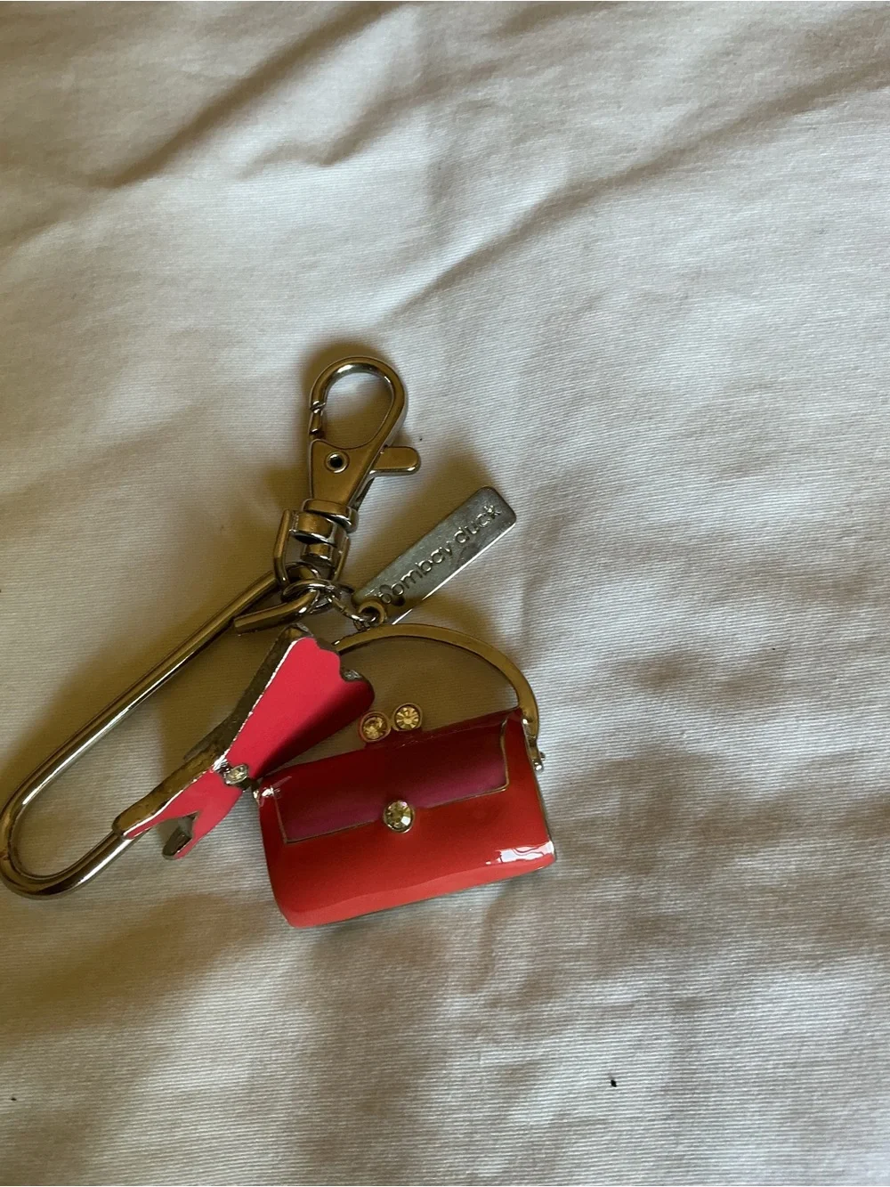 Pink Enamel Mini Purse and Dress Keychain